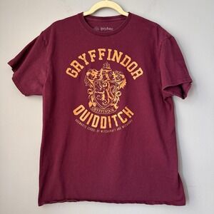 Harry Potter Gryffindor Quidditch Shirt Mens Large Red Hogwarts Graphic Tee Soft